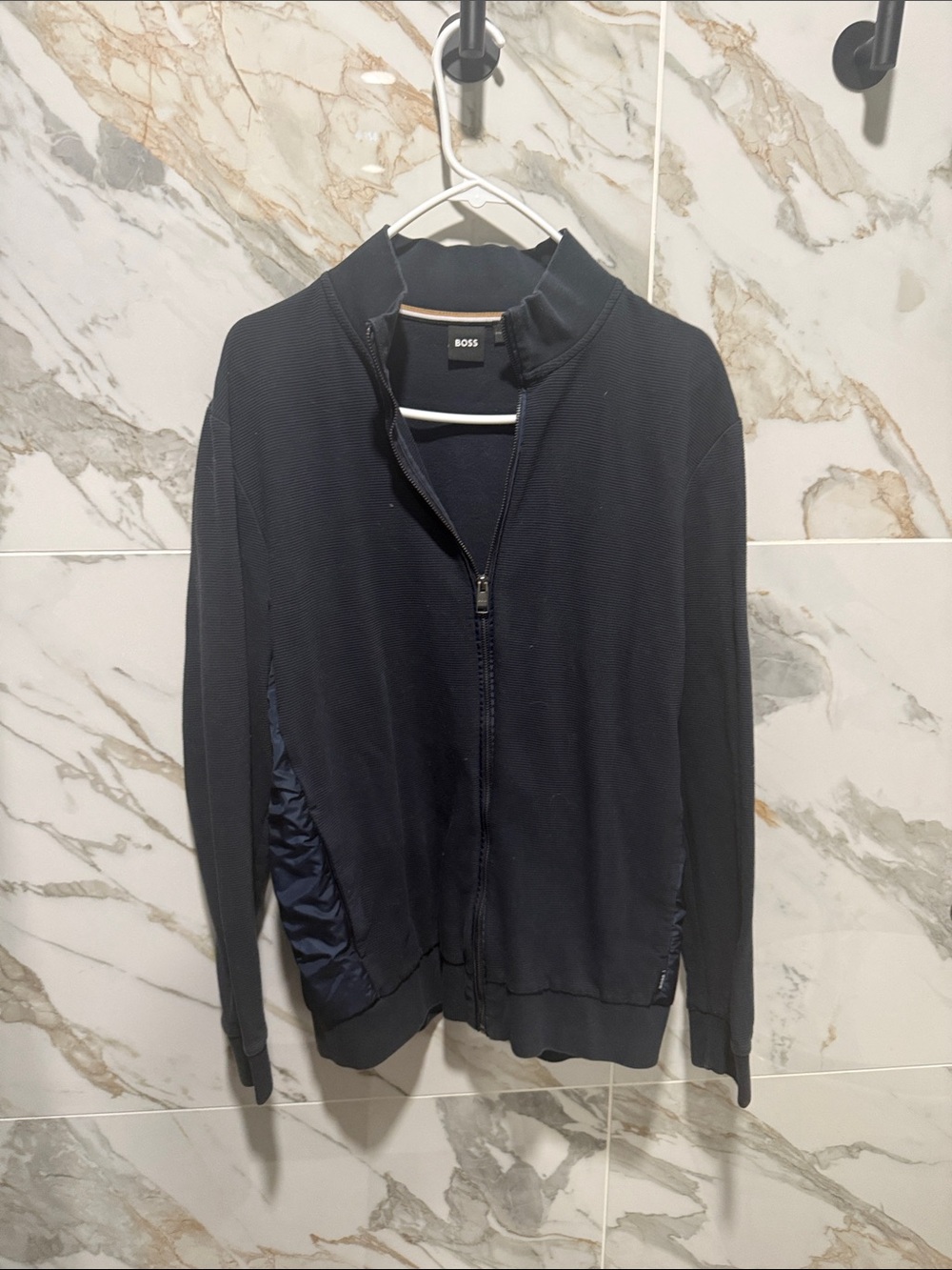 Boss Men's Dark Navy Full-Zip Sweater Jacket